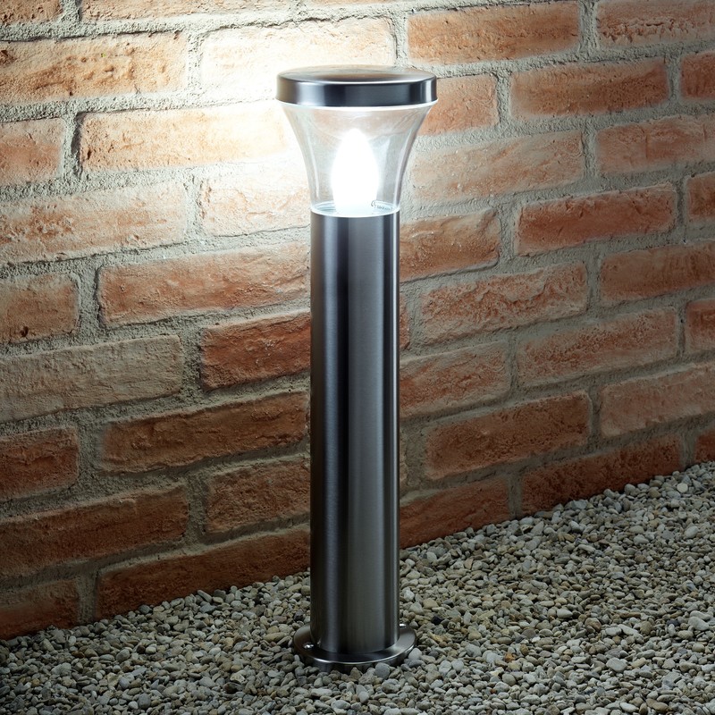 Auraglow IP44 Stainless Steel Outdoor Garden Path Post Light - 5w Warm White LED Light Bulb Included