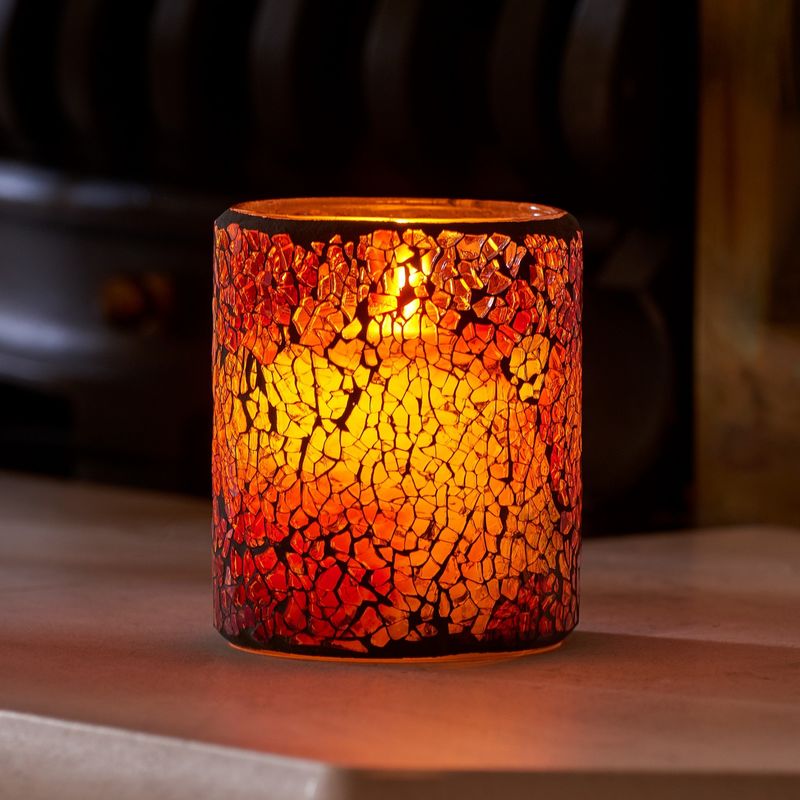 Mosaic Glass Realistic Flickering Flameless LED Decorative Candle with Safety Flame and Timer, Perfect Mood light or Centrepiece - Auraglow