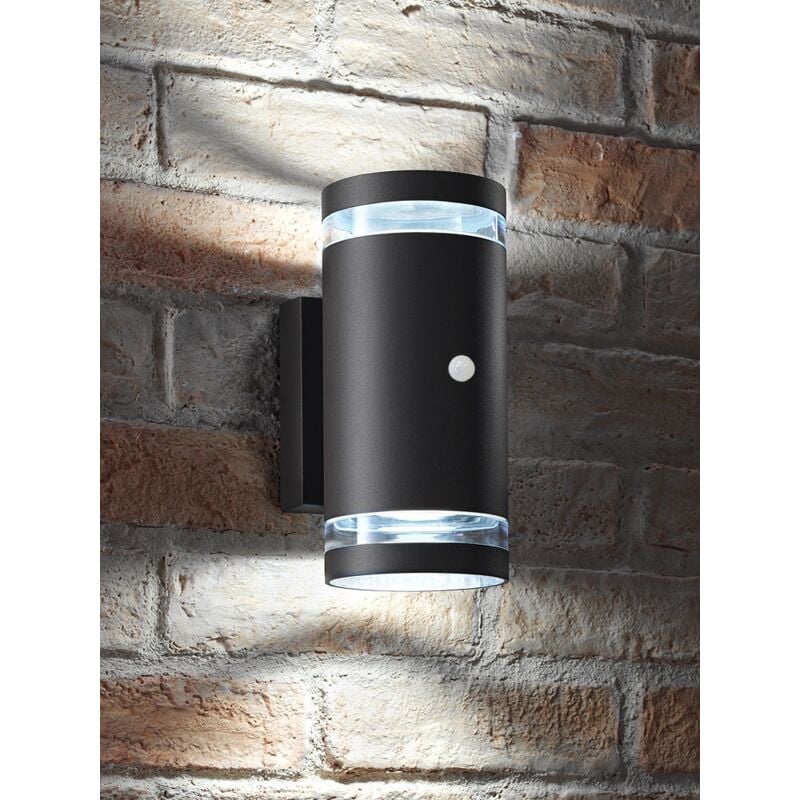 Auraglow PIR Motion Sensor Double Up & Down Outdoor Wall Security Light - Anthracite - Cool White