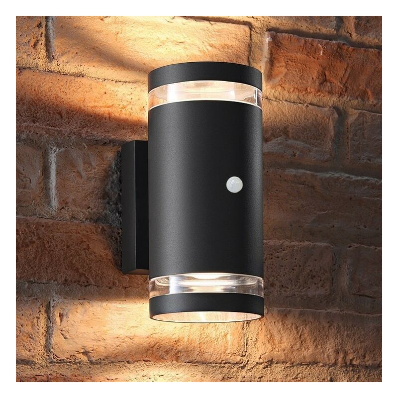 Auraglow PIR Motion Sensor Double Up & Down Outdoor Wall Security Light - Anthracite - Warm White