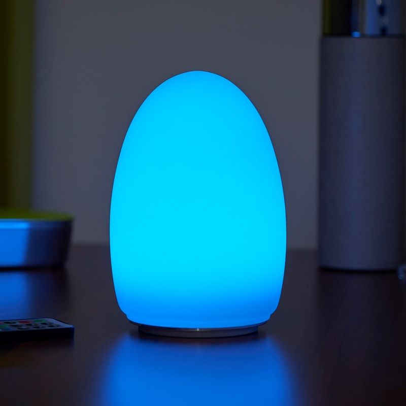 Rechargeable Cordless Wireless Colour Changing & White Light LED Glass Table Lamp (Egg) - Auraglow