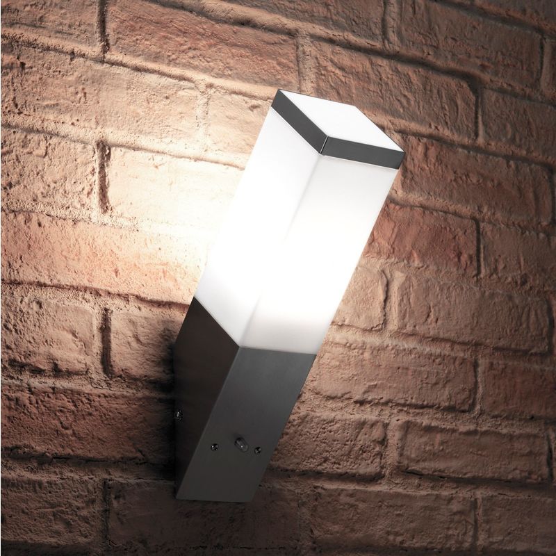 Auraglow Stainless Steel Automatic Dusk Till Dawn Sensor Angled LED Wall Light - Cool White