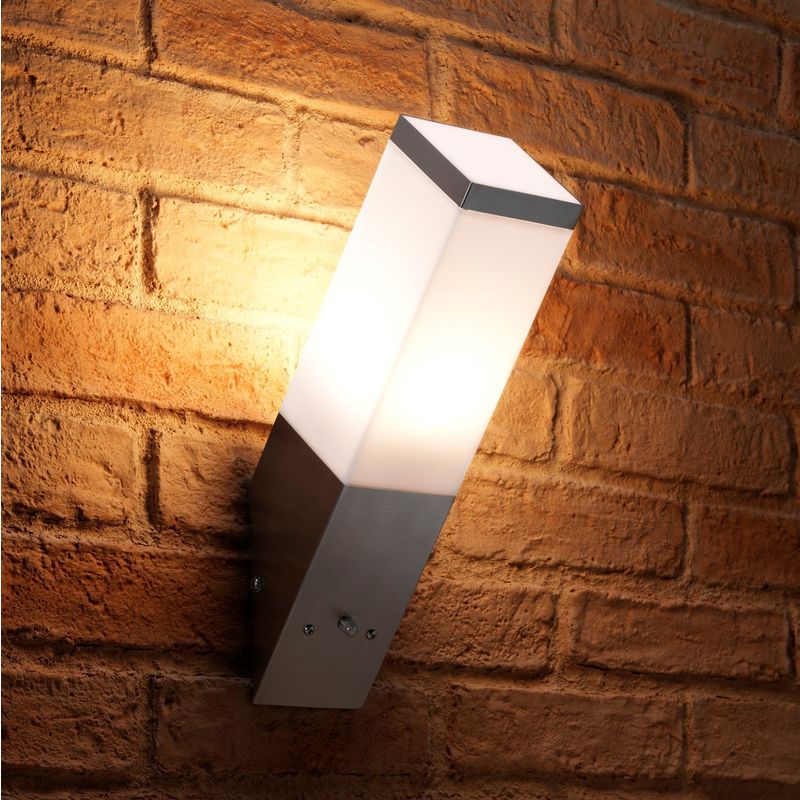 Auraglow Stainless Steel Automatic Dusk Till Dawn Sensor Angled LED Wall Light - Warm White