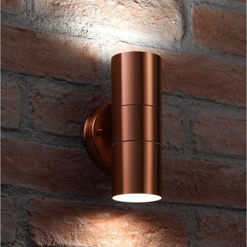 Auraglow Stainless Steel Indoor / Outdoor Double Up & Down Wall Light - Copper