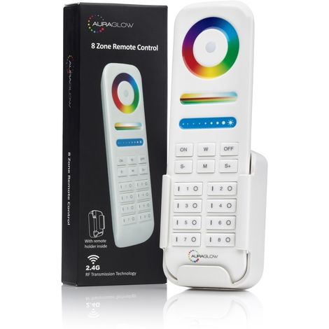 Auraglow Wireless 8-Zone Programmable 2.4GHz Radio Frequency RF Remote Control RGB Colour, Brightness and Temperature Control