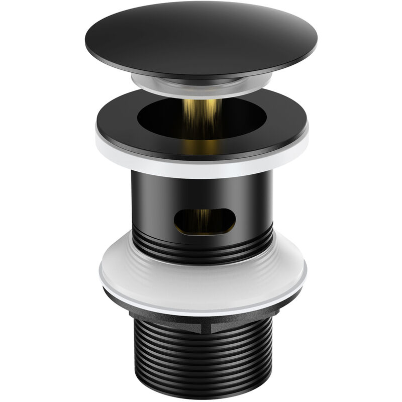 Auralum - 2PCS Bonde de Lavabo Bonde Pop-up avec Trop-plein Automatique Universelle Noir Vasque Baignoire Salle de Bain