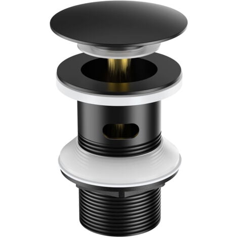 AURALUM Bonde de Lavabo Bonde Pop-up avec Trop-plein Automatique Universelle Noir Vasque Baignoire Salle de Bain