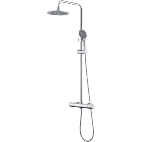 Auralum Colonna Doccia Termostatico con Miscelatore, Altezza regolabile 84-121 cm, set doccia con Soffione Doccia 22,5cm e Doccetta 3 Modi di Spruzzo.