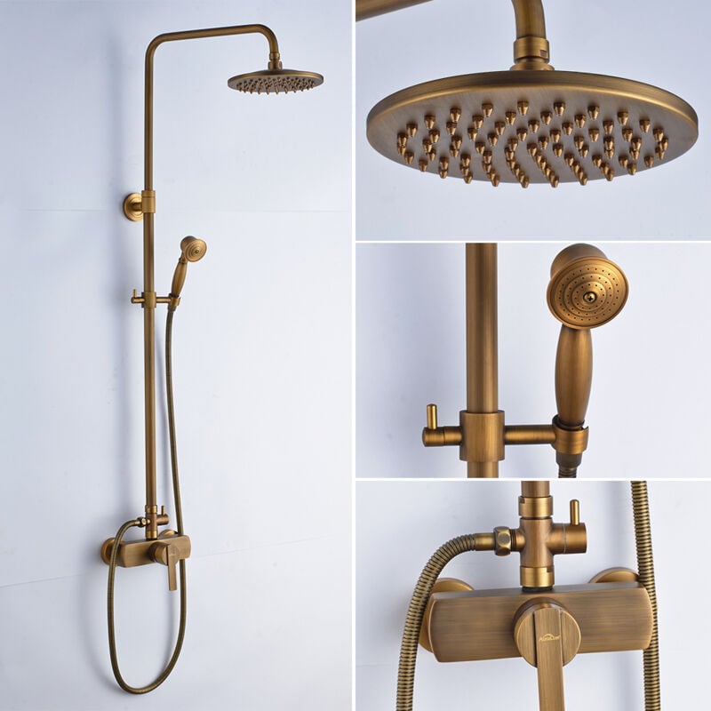 Colonne de Douche Hauteur Réglable Ensemble de Douche Deux jets au choix Laiton Élégant Rétro - Auralum