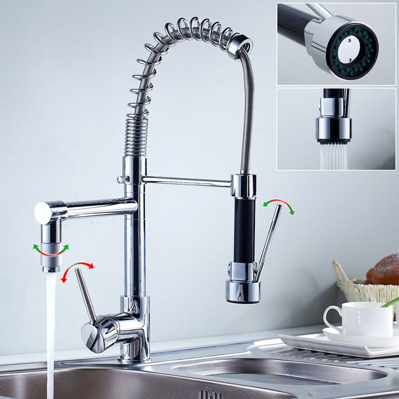 360°Brause Ausziehbar Küchenarmatur Wasserhahn Spültischarmatu Waschbecken Chrom