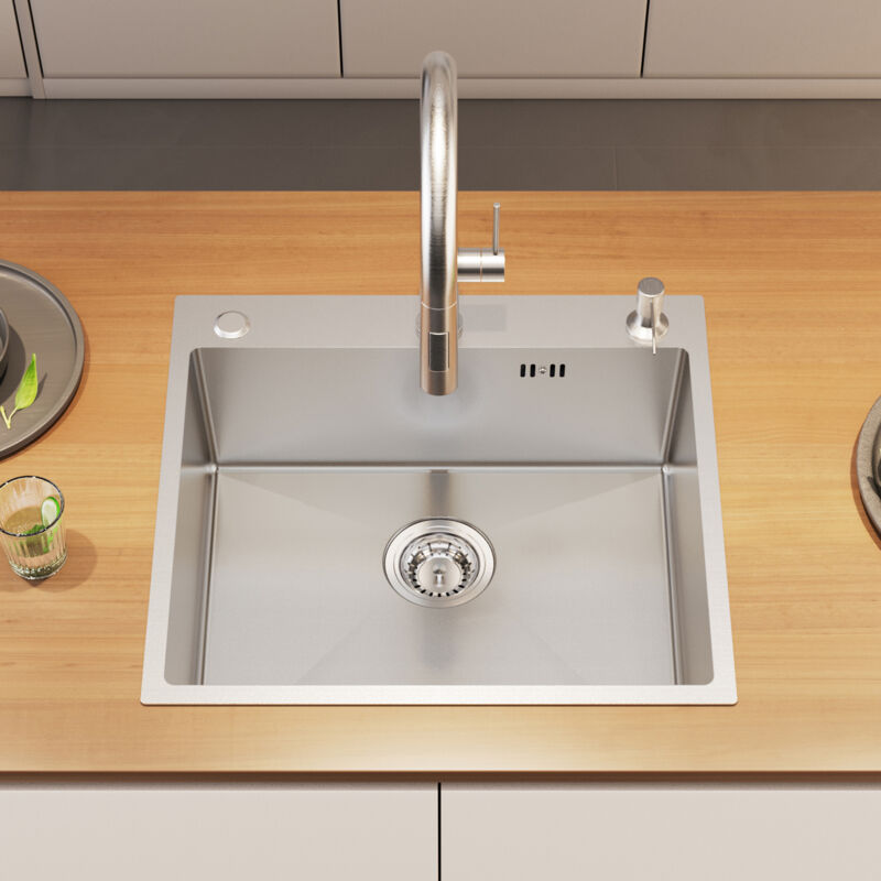 Auralum Max - Auralum Évier Cuisine Argent 54x49x20CM en Acier Inox Évier 1 Bac avec Distributeur de savon et Système de Drainage