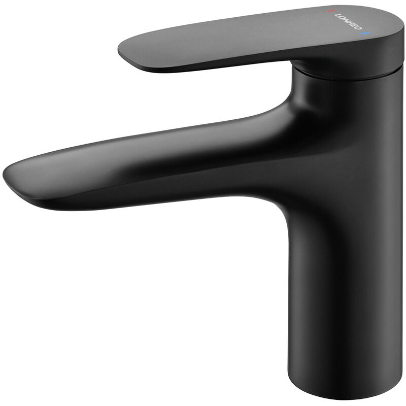 

Grifo de Lavabo con Aireador Negro Mezclador Monomando Grifería de Baño para Agua Fria y Caliente - Lonheo