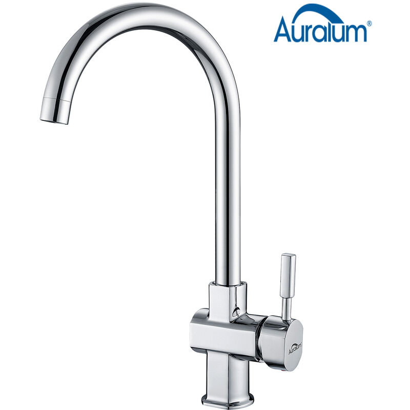 

Grifos de Cocina con Alta caño Mmonomando Grifería de Fregadero 360° Giratorio para Agua Fría y Caliente - Auralum