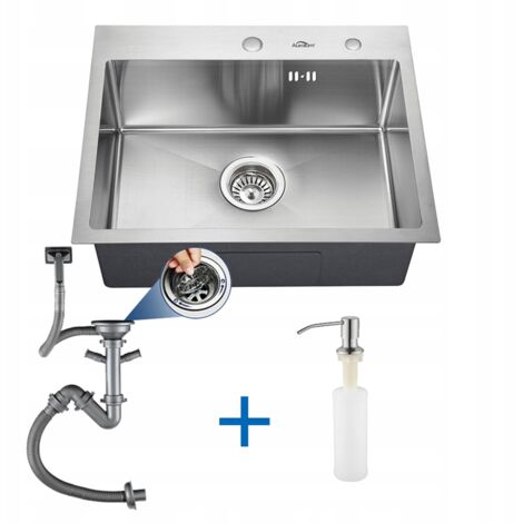 Lavello Cucina 45 Cm.Auralum Kitchen Sink 55 45 18 Cm In Acciaio Inossidabile Spazzolato 1 Lavello Incorporato Con Troppopieno Kalamoqyl1102 Nvt2601 Au2605