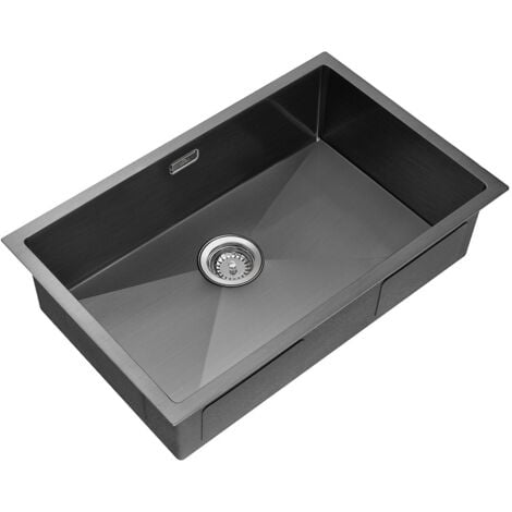 AURALUM MAX Auralum Lavello Cucina 70x44 cm in Acciaio Inox, Lavello Incasso con Troppopieno, Senza Piombo, Protezione Ambientale