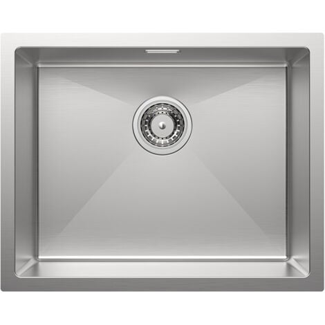 Auralum Lavello da Cucina 1 Vasca 55 x 44 cm Lavello Incasso in acciaio Inox Spazzolato con Troppopieno e Sifone, Senza Piombo, Protezione Ambientale