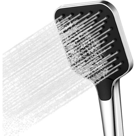 LONHEO Auralum Max 3 Strahlarten Handbrause, Universal Duschkopf, Regendusche, Duschbrause, Brausekopf, Chrom + Schwarz