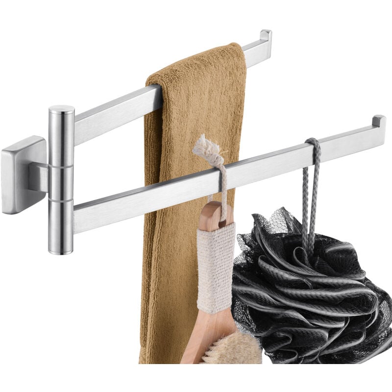 Auralum Max - Double Porte Serviette Salle BainPorte Serviette Murale 40cmSupport Serviette Acier InoxydableBarre Porte Serviette Salle Bain,Brossé