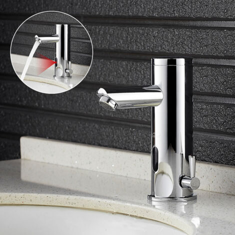 Auralum Mitigeur Lavabo Automatique à Infraroug Intelligent Robinet de Lavabo Infra Rouge Laiton Eau Chaude et Froide Robinet Mitigeur Lavabo Robinetterie Lavabo