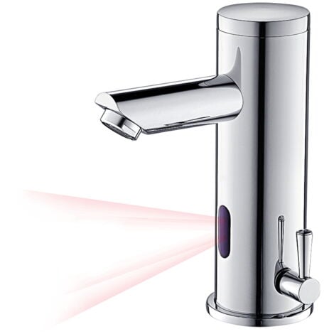 Auralum Mitigeur Lavabo Infrarouge Electronique Eau Froide et Chaude Mitigeur Automatique Laiton Chrome Robinet Automatique de Lavabo pour Salle de Bain