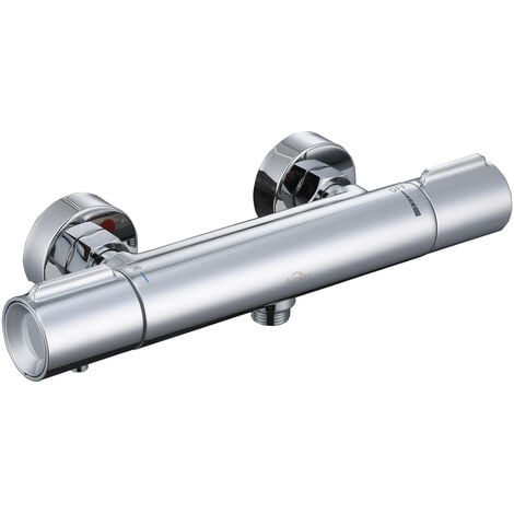 Auralum Mitigeur Thermostatique de Douche Chromé en laiton Robinet de Douche Mural avec Blocage de sécurité de 38°C, Mitigeur thermos pour Baignoire/ Colonne de douche