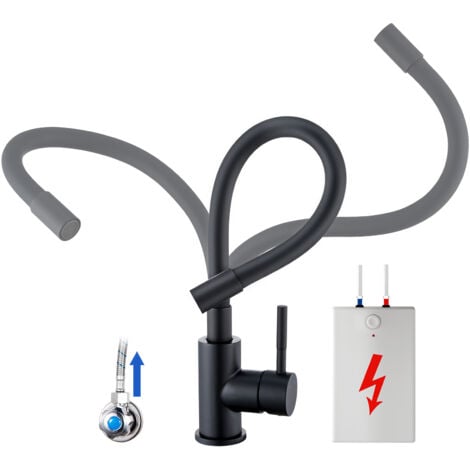 Auralum Niederdruck flexible Küchenarmatur 360° Drehbar Küchenmischbatterien Einhandmischer flexibler Wasserhahn für die Küche, Schwarz