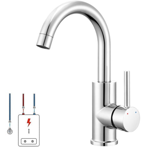 Auralum Niederdruck Wasserhahn 360° Drehbar Bad Armatur Waschbecken Mischbatterie Waschtischarmatur Einhandmischer Badarmatur fürs Badezimmer