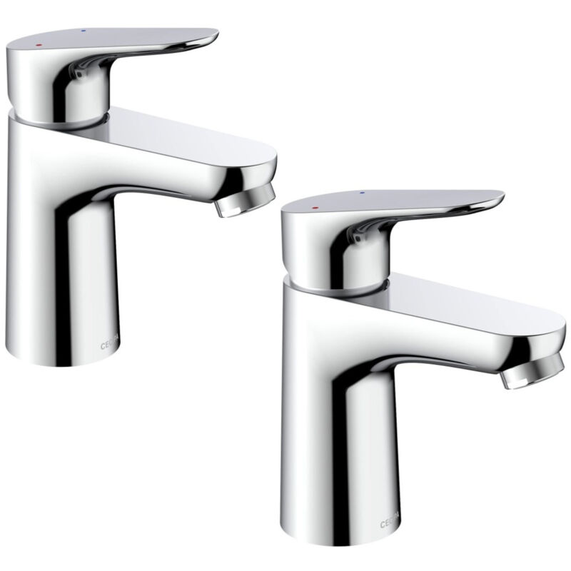 Cecipa - 2PCS Robinet de Salle de Bain, Mitigeur Monocommande Chromé, Robinet de Lavabo avec Bec hauteur 85 mm, Économie d'eau