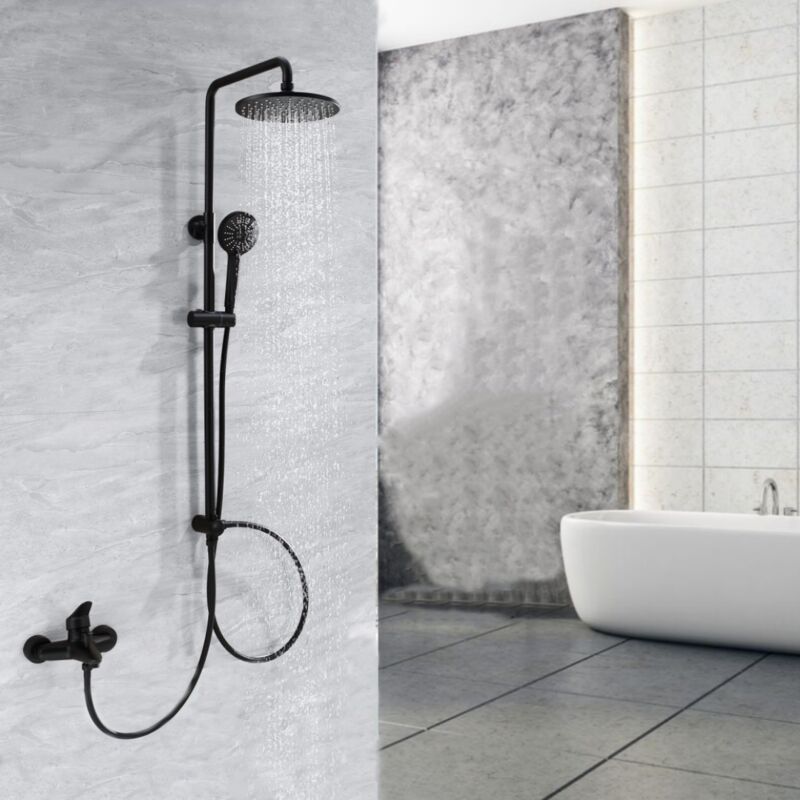 Panneau De Douche Pluie Noir - Système De Massage 6 Jets - Thermostatique (Neuf)