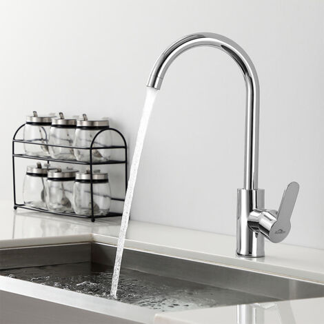 Auralum Robinet Cuisine Elégant Mitigeur Evier Cuisine Bec Haut Pivotant à 360° Robinet d'évier Mousseur Démontable à Eau Chaude et Froide
