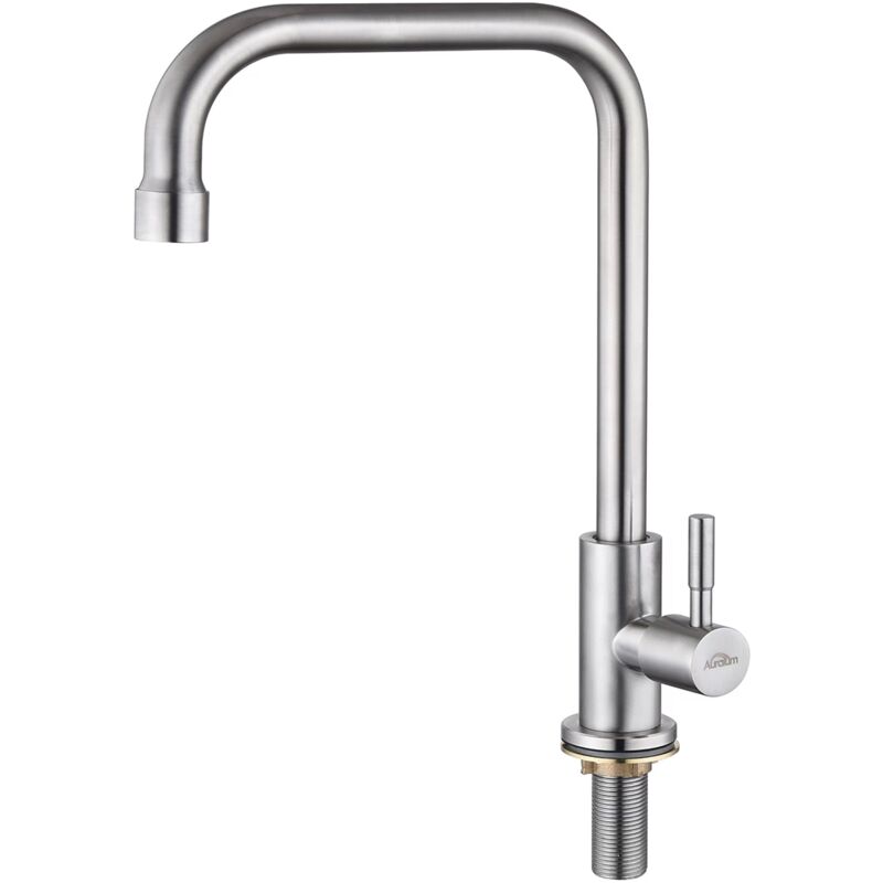 Auralum Robinet de Cuisine à Eau Froide Simple, Pivotant à 360°, Robinet d'Évier de Cuisine à Levier Unique, Acier Inoxydable