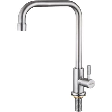 AURALUM MAX Auralum Robinet de Cuisine à Eau Froide Simple, Pivotant à 360°, Robinet d'Évier de Cuisine à Levier Unique, Acier Inoxydable