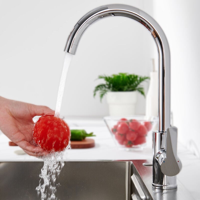 Auralum - Robinet de Cuisine Rotatif Bec Forme de u Robinet Mitigeur Inox Robinetterie Évier Chrome