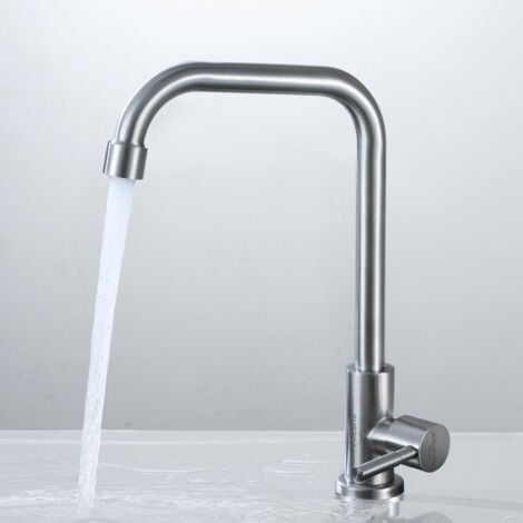 AURALUM MAX Auralum Robinet Eau Froide Chromé avec Flexible Raccordement, Mitigeur Cuisine avec Bec Hauteur 240 mm