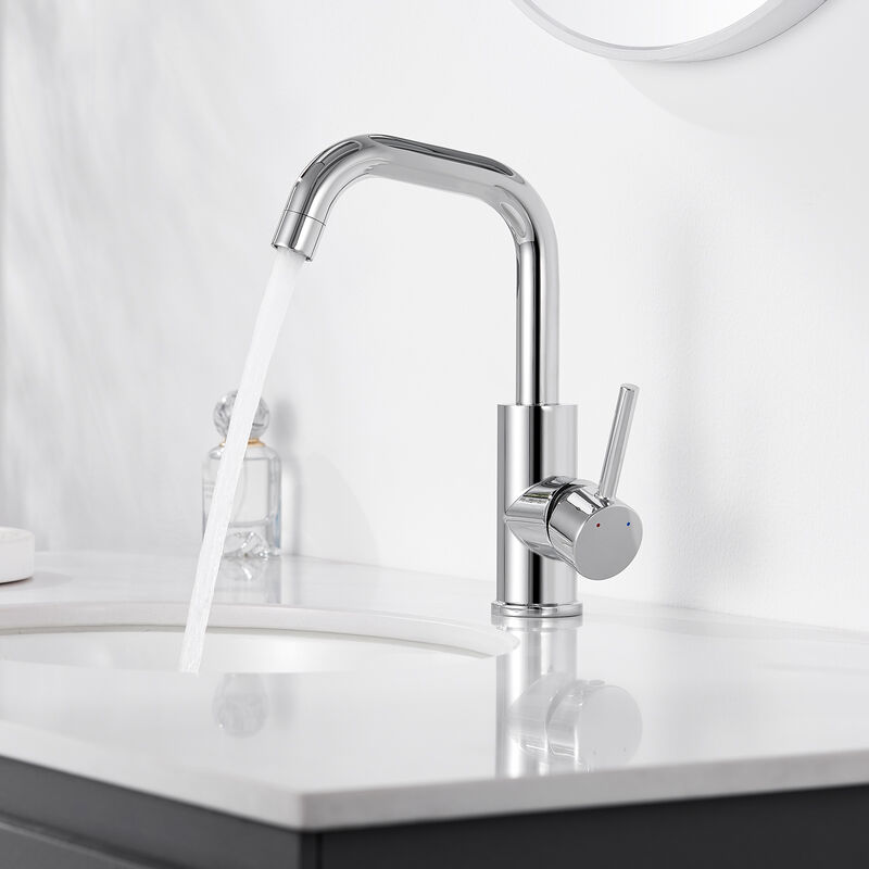 Auralum - Mitigeur Lavabo, Robinet Lavabo Haut Pivotant à 360°,Robinet Lavabo Salle Bain à économie d'eau Monocommande avec Aérateur Démotable,Chromé