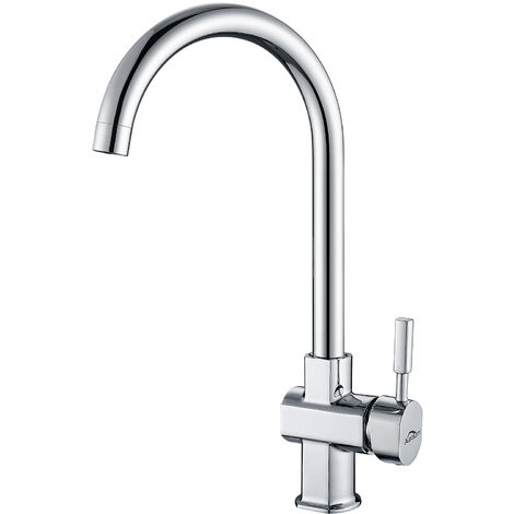 Auralum Robinet Mitigeur Cuisine Chromé Bec Pivotant 360° Robinet de Cuisine Élégant Laiton Mousseur Démontable Mitigeur Evier Cuisine à Eau Chaude et Froide