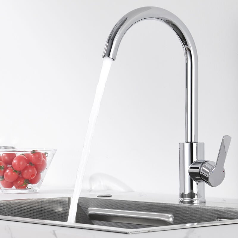Auralum Max - Auralum Robinet Cuisine, Mitigeur Cuisine de Pivotant à 360°, Robinetterie de Cuisine avec Bec Haut, Robinet Evier Froid & Chaud