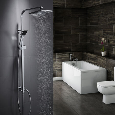 Auralum Set Colonne de Douche avec Douchette Apparent Mitigeur Douche Salle de Bain Laiton Chromé (Sans Robinet) Bras Réglable Ensemble de Douche