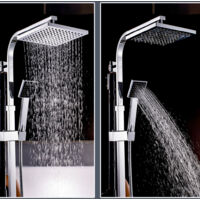 Auralum Système de Douche Carré Colonne de Douche avec Mitigeur Thermostatique Design Unique
