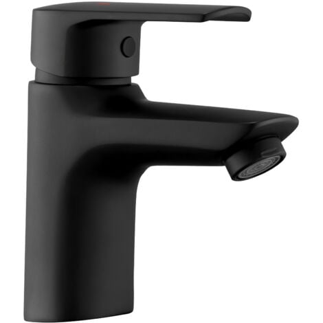 Auralum Wasserhahn Bad, Einhebel-Waschtischarmatur, Waschbecken Armatur Badarmatur Einhandmischer Waschtischmischer für Badezimmer, Schwarz