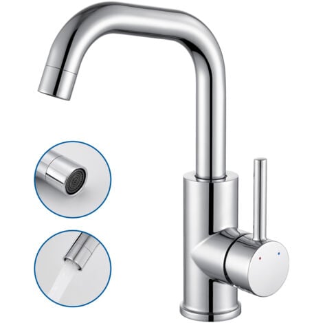Auralum Wasserhahn Waschtischarmatur Chrom Bad Armatur Einhebelmischer für Badenzimmer Waschbecken