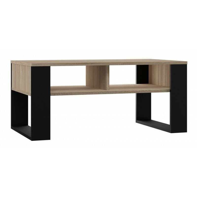 Aurea - Table basse rectangulaire style loft - Dimensions 90x58x50 cm - Table basse avec 2 étagères