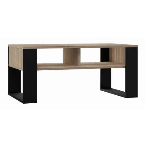 AUREA - Tavolino rettangolare in stile Loft - Dimensioni 90x58x50 cm - Tavolino con 2 ripiani