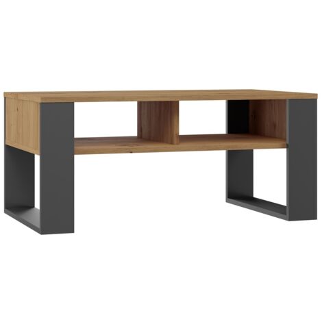 AUREA - Tavolino rettangolare in stile loft - Dimensioni 90x58x50 cm - Tavolino con 2 ripiani