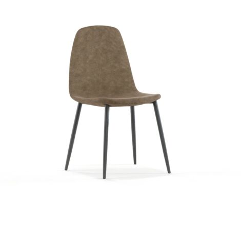 Aurelia, Set di 4 sedie in similpelle Tortora (44cm X 50cm H. 84cm)  Duzzle