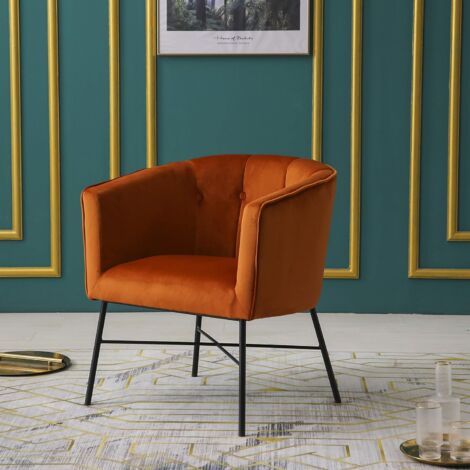 Cherry Tree Furniture Aurelie Velvet Fluted Back Armchair Tub Chair Burnt Orange Mb217orange