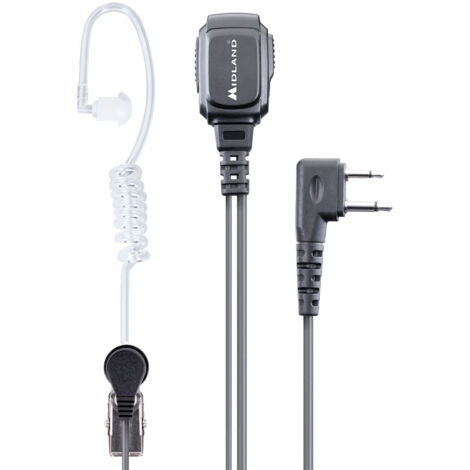 "Auricolare professionale Midland C1497, MA31-L Pro con auricolare pneumatico ""invisibile"", microfono da bavero e cavo spiralato, presa 2 Pin a standard Midland – Compatibile con G7, G9, serie XT"
