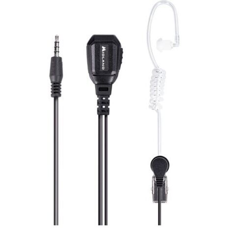 "Auricolare professionale Midland MA31 777 Pro con auricolare trasparente pneumatico ""invisibile"", microfono da bavero e cavo spiralato, presa 1 Pin per Midland 777 Pro, Funzione VOX/PTT"