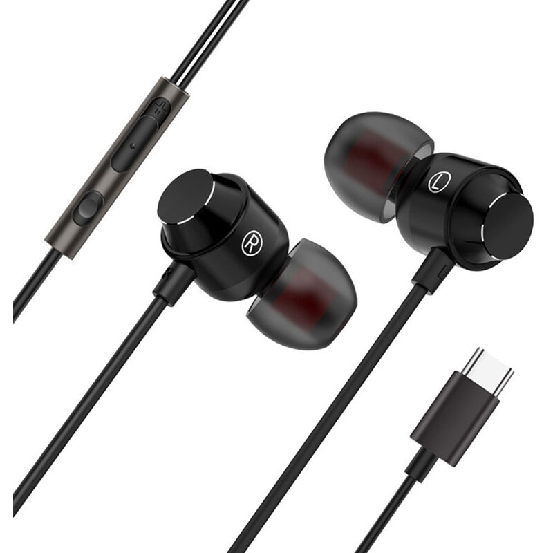 

Auriculares con cable tipo C Auriculares internos de succion magnetica Auriculares deportivos Auriculares deportivos con microfono, Negro