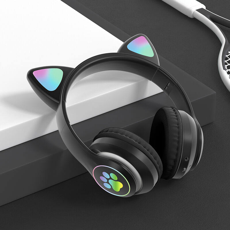 

Auriculares plegables Cat Ear BT 5.0 con efecto de iluminacion RGB, unidad de controlador de 40 mm, compatible con conexion por cable AUX /